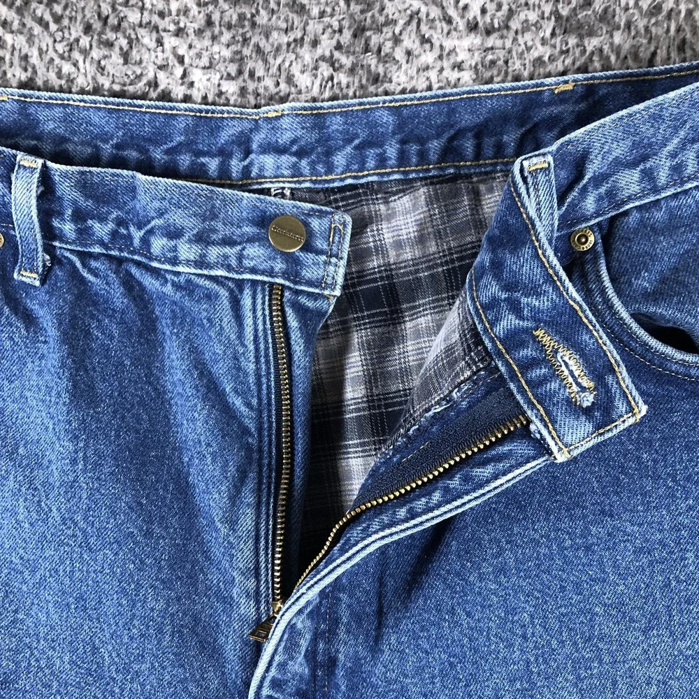 Carhartt B172 DST Jeans Mens 42x36 Blue Med Wash‎ Relaxed Flannel Lined Workwear